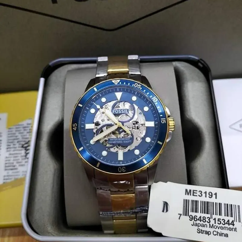 Fossil FB-01 Automatic Skeleton Blue Dial Men's Watch- ME3191